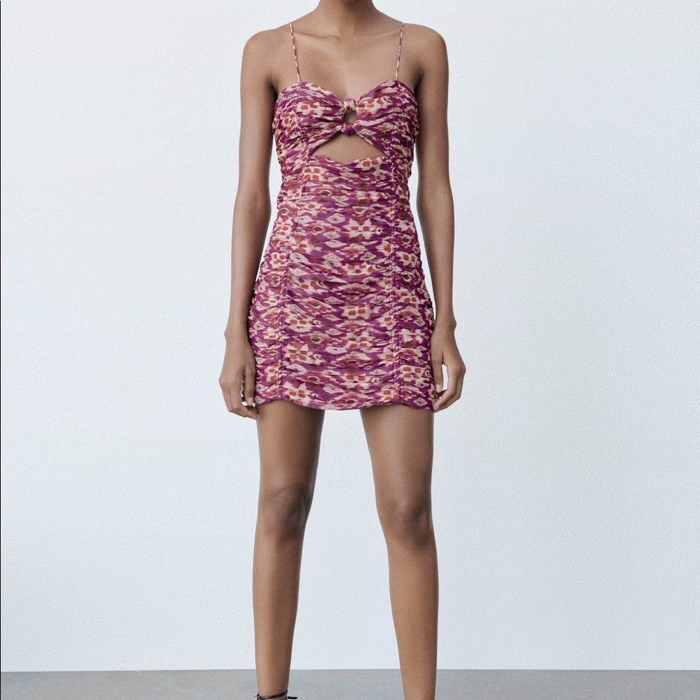 ZARA printed dress with draping small